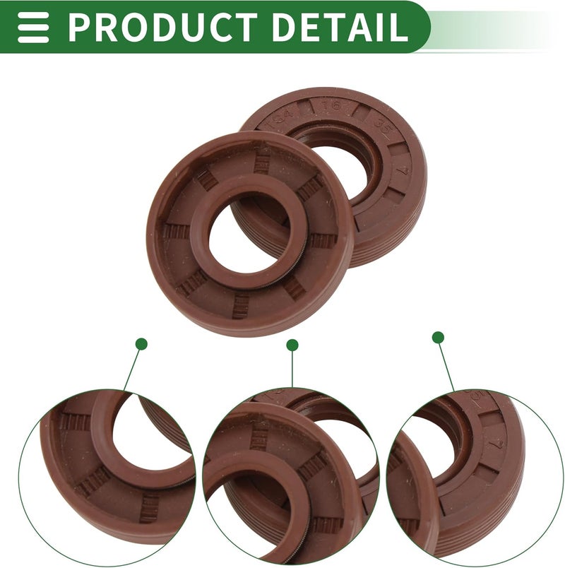 Partuto Universal Oil Seal TG4 Lip Seal Ring Rotary Shaft Seal 16x35x7mm High Pressure FKM Rubber Brown 5 Pcs - Image 5